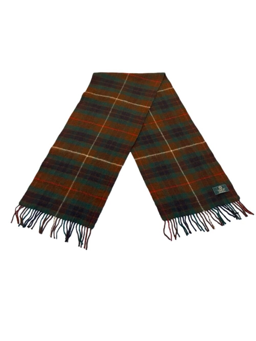 Clans Scotland 100% Wool Tartan Plaid Scarf Brown Green Navy Rust - Picture 6 of 7